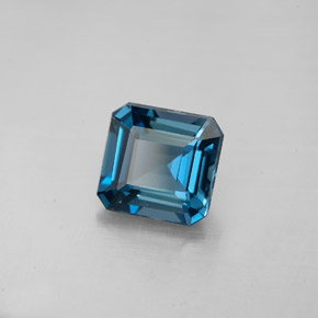 Topazio naturale blu da 1,90 ct, taglio smeraldo, VVS-VS