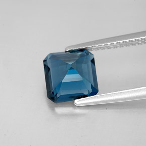 Topazio naturale blu da 1,90 ct, taglio smeraldo, VVS-VS