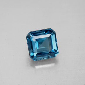 Topazio naturale blu da 2,20 ct, taglio smeraldo, VVS