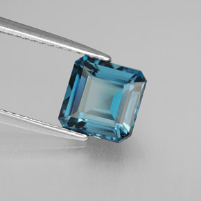 Topazio naturale blu da 2,46 ct, taglio smeraldo, VVS-VS