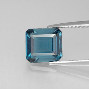 Topazio naturale blu da 2,30 ct, taglio smeraldo, VS