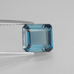 Topazio naturale blu da 2,30 ct, taglio smeraldo, VS