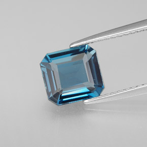Topazio naturale blu da 1,98 ct, taglio smeraldo, VVS-VS