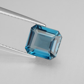 Topazio naturale blu da 1,98 ct, taglio smeraldo, VVS-VS