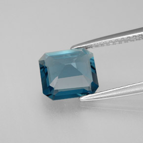 Topazio naturale blu da 1,98 ct, taglio smeraldo, VVS-VS