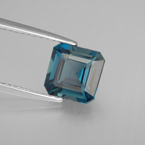 Topazio naturale blu da 2,10 ct, taglio smeraldo, VVS-VS