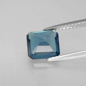 Topazio naturale blu da 2,09 ct, taglio smeraldo, VVS-VS