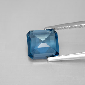 Topazio naturale blu da 2,50 ct, taglio smeraldo, VVS-VS