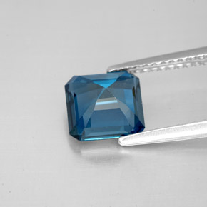 Topazio naturale blu da 2,31 ct, taglio smeraldo, VVS-VS