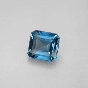 Topazio naturale blu da 1,60 ct, taglio smeraldo, VVS-VS