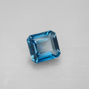 Topazio naturale blu da 1,60 ct, taglio smeraldo, VVS-VS