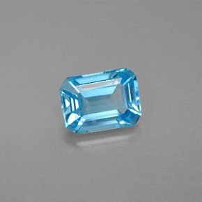 Topazio naturale blu da 1,90 ct, taglio smeraldo, VS