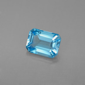 Topazio naturale blu da 1,90 ct, taglio smeraldo, VS