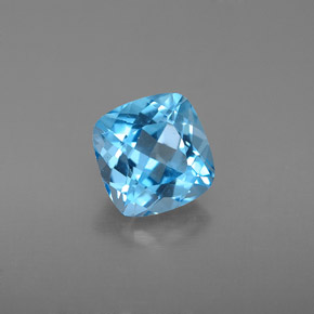 Topazio naturale blu da 2,03 ct, taglio a cuscino, VS