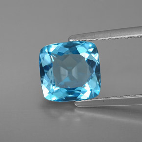 Topazio naturale blu da 2,86 ct, taglio a cuscino, VS