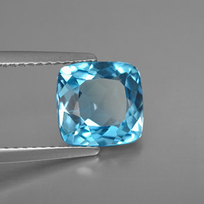 Topazio naturale blu da 2,86 ct, taglio a cuscino, VS