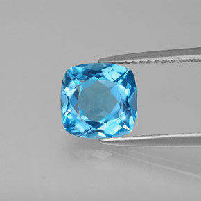 Topazio naturale blu da 2,97 ct, taglio a cuscino, VVS-VS