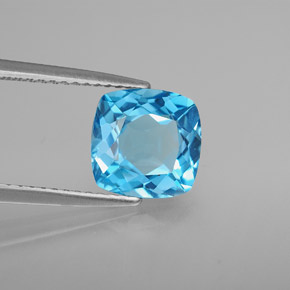 Topazio naturale blu da 2,97 ct, taglio a cuscino, VVS-VS