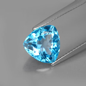 Topazio naturale blu da 3,36 ct, trillion, VVS-VS