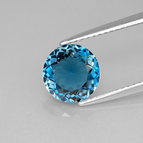 Topazio naturale blu da 2,41 ct, taglio rotondo, VS