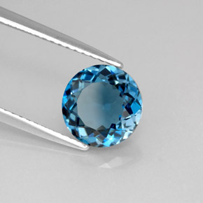Topazio naturale blu da 2,41 ct, taglio rotondo, VS