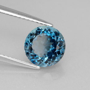 Topazio naturale blu da 2,68 ct, taglio rotondo, VS