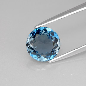 Topazio naturale blu da 2,36 ct, taglio rotondo, VS
