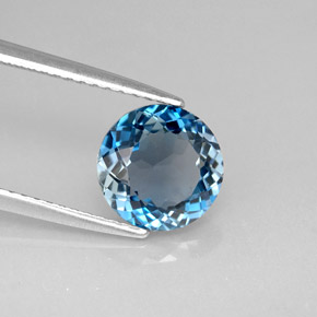 Topazio naturale blu da 2,36 ct, taglio rotondo, VS