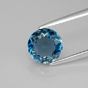 Topazio naturale blu da 2,17 ct, taglio rotondo, VS