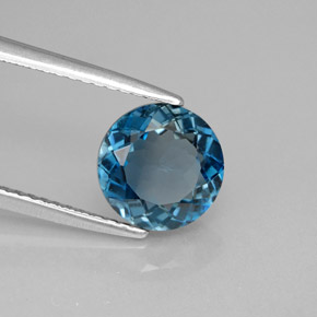 Topazio naturale blu da 2,17 ct, taglio rotondo, VS