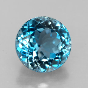 Topazio naturale blu da 3,10 ct, taglio rotondo, VVS-VS