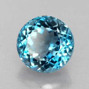 Topazio naturale blu da 3,10 ct, taglio rotondo, VVS-VS