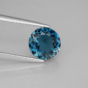 Topazio naturale blu da 2,23 ct, taglio rotondo, VVS-VS