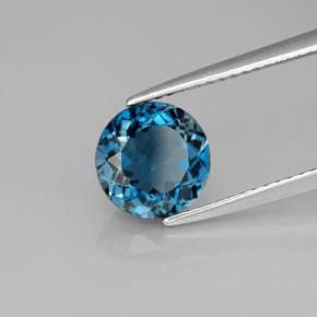Topazio naturale blu da 2,23 ct, taglio rotondo, VVS-VS