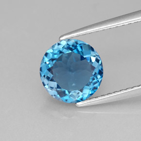 Topazio naturale blu da 2,23 ct, taglio rotondo, VVS-VS