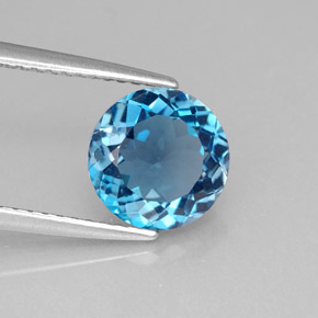 Topazio naturale blu da 2,23 ct, taglio rotondo, VVS-VS