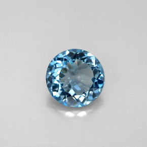 Topazio naturale blu da 2,39 ct, taglio rotondo, VS