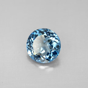 Topazio naturale blu da 2,39 ct, taglio rotondo, VS