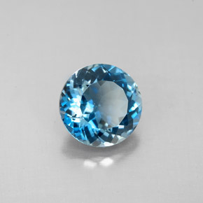 Topazio naturale blu da 2,52 ct, taglio rotondo, VVS-VS