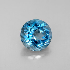 Topazio naturale blu da 2,46 ct, taglio rotondo, VS