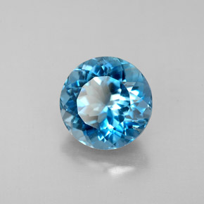 Topazio naturale blu da 2,46 ct, taglio rotondo, VS