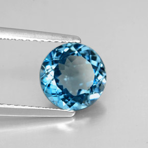 Topazio naturale blu da 2,32 ct, taglio rotondo, VS