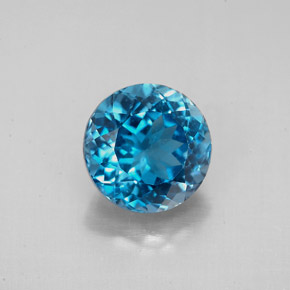 Topazio naturale blu da 2,72 ct, taglio rotondo, VS