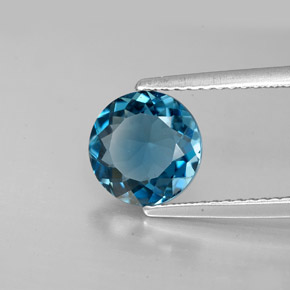 Topazio naturale blu da 2,02 ct, taglio rotondo, VS