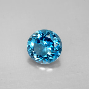 Topazio naturale blu da 2,25 ct, taglio rotondo, VS