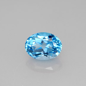 Topazio naturale blu da 1,74 ct, taglio ovale, VVS-VS