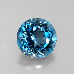 Topazio naturale blu da 2,52 ct, taglio rotondo, VS