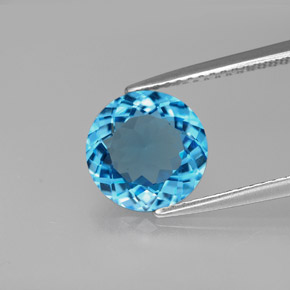 Topazio naturale blu da 2,75 ct, taglio rotondo, VVS-VS