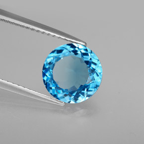 Topazio naturale blu da 2,75 ct, taglio rotondo, VVS-VS