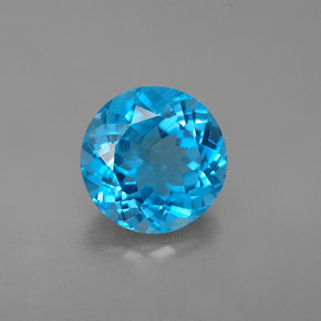 Topazio naturale blu da 2,96 ct, taglio rotondo, VS